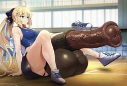 1futa 1girls 2d aesc_(fate) ahoge ai_generated animal_penis ass balls bare_shoulders big_ass big_balls big_butt big_cock big_penis big_testicles blonde_hair blue_sports_bra bow breasts closed_mouth cock covered_nipples exercise fate/grand_order fate_(series) futa_only futanari gigantic_balls gigantic_cock gigantic_penis gigantic_testicles green_eyes gym hairbow horse_penis horsecock horsecock_futa huge_balls huge_cock huge_testicles hyper_balls hyper_penis hyper_testicles indoors large_ass large_balls large_breasts large_butt large_cock large_penis large_testicles large_thighs long_hair massive_balls massive_cock massive_penis massive_testicles medium_breasts nipple_bulge nipples nipples_visible_through_clothing penis ponytail ribbon shoes shorts sitting sloppygallery smile sneakers solo solo_futa testicles thick_ass thick_butt thick_cock thick_penis thick_thighs thighs uncensored underwear veins veiny_penis very_long_hair white_footwear zoophilia