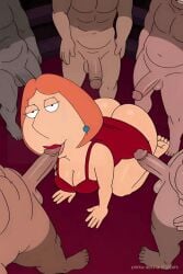 ai_generated animated ass dress erect_penis family_guy fellatio gangbang kneeling lois_griffin no_panties