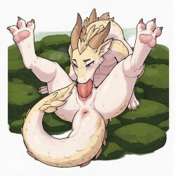 3_claws ai_generated anthro anus autofellatio dragon dragon_futa furry furryfarm futanari horns scales scalie tail