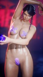 2024 3d 3d_(artwork) athletic athletic_female black_hair breasts mod naked namco nude nude_female omegaxsmash screencap shiny_skin tekken tekken_8 voluptuous voluptuous_female zafina_(tekken)