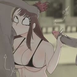 1girls 2boys akko_commiss animated atsuko_kagari bikini black_bikini breasts brown_hair deepthroat erection fellatio gafumi_(artist) hand_on_another's_head handjob large_breasts little_witch_academia long_hair micro_bikini multiple_boys multiple_penises navel oral penis signature swimsuit tagme underboob veins veiny_penis video