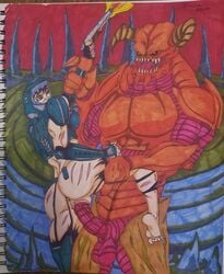 1boy 1girls armor ass baron_of_hell_(doom) defeated doom doom_slayer_(doom) interspecies larger_male monster penis photo princeadam pussy rape ripped_clothing rule_63 scratches sex size_difference sketch smaller_female traditional_media_(artwork)