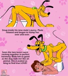 accessory anatomically_correct anatomically_correct_genitalia anatomically_correct_penis anus beauty_and_the_beast_(1991_film) belle_(beauty_and_the_beast) bestiality blue_clothing bodily_fluids bow_ribbon canid canine canis clothing collar comic disney disney_princess doggystyle domestic_dog dripping drooling duo english_text everfire female female_human feral feral_penetrating feral_penetrating_human footprint from_behind_position genital_fluids genitals hair_accessory hair_bow hair_ribbon hi_res human human_on_feral human_penetrated interspecies legwear male male/female mammal narration partially_clothed_female partially_clothed_human pawprint pawprint_pattern penetration penis pink_background pluto_(disney) precum precum_drip ribbons saliva saliva_on_face saliva_on_tongue sex simple_background smile smiling_at_another smiling_at_partner stockings tail text thin_tail url watermark yellow_body