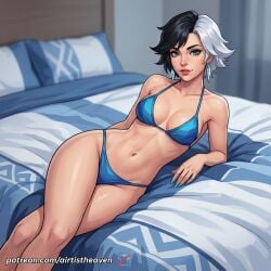 1female 1girls accurate_art_style ai ai-created ai_assisted ai_generated airtist bikini bikini_bottom bikini_top black_hair blue_background blue_eyes breasts female female_focus female_only girl gradient_background high_resolution highleg highleg_bikini highres human luna_snow luna_snow_(marvel_rivals) marvel marvel_rivals patreon_link patreon_url patreon_username sexy sexy_body sexy_female solo solo_female solo_focus tagme two-tone_hair watermark white_body white_hair