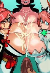 3girls ai_generated baiken boobs boobs_bigger_than_head breast_press breast_squish breasts_bigger_than_head bulging_breasts cattlec choker cleavage cleavage_overflow cock cum cum_explosion cum_on_breasts cumming cumming_on_breasts cumshot dark-skinned_male ejaculation ejaculation_between_breasts ejaculation_on_breasts elphelt_valentine enormous_breasts enormous_tits fapping fat_male gigantic_breasts gooner goonette gooning grin guilty_gear guilty_gear_strive guilty_gear_xrd huge_breasts huge_tits i-no imminent_paizuri imminent_sex interracial jerking jerkingoff jerkoff_visual_assistance joi large_breasts large_penis light-skinned_female looking_at_viewer male_masturbation massive_breasts massive_tits masturbating_to_person masturbation masturbation_onto_another multiple_girls penis presenting_breasts semen smile smirk stern symmetrical_docking tease teasing tits_bigger_than_head ugly_bastard wanking