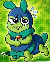 ai ai_generated anthro blue_body centipede cum dandy's_world dandys_world digital_drawing_(artwork) eating_book edit edited green_face green_legs light_green_background munchykirby1 original_character penis roblox roblox_game sad_expression sobbing squirm_(dandy's_world) tagme teal_penis tears
