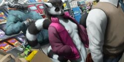 2:1 absurd_res anthro apple_inc. apple_watch areola aroused axislewdsrep background_character belle_(axislewdsrep) belt big_ears black_body black_fur black_hair bodily_fluids bodily_fluids_drip bottomless bottomwear breasts canid canine cellphone cereal cereal_box cereal_mascot clothed clothing colored countershade_face countershade_fur countershade_torso countershading dante_(axislewdsrep) denim denim_bottomwear denim_clothing domestic_cat dripping eggplant electronics english_text enhibitionism equid equine eyelashes felid feline felis female flashing flashing_breasts flashing_pussy flashing_viewer food fruit fur genital_fluids genitals group hair hand_in_pocket hi_res hoodie inner_ear_fluff iphone jacket jacket_only jaguar jeans lemur long_nose long_tail looking_at_another looking_at_viewer looking_at_watch looking_down looking_down_at_object male mammal markings narrowed_eyes neck_tuft nipples no_underwear nude_stealth open_clothing open_jacket open_topwear orange_body orange_fur oversized_clothing oversized_jacket oversized_topwear pantherine pants paper_bag partially_clothed phone plant pockets presenting presenting_body presenting_breasts presenting_vulva primate public public_exposure public_nudity raccoon_dog ring-tailed_lemur running sam_(axislewdsrep) seductive shaded shelf shirt shopping_bag sign slicked_back_hair slim small_breasts small_ears small_nose smartphone smile smiling_at_another standing stealth straight_hair strepsirrhine striped_body striped_markings striped_tail stripes sweatpants tail tail_markings tan_body tank_top tanuki text topwear topwear_only tuft vaginal_fluid_drip vaginal_fluid_string vaginal_fluids vest vulva waiting waiting_in_line walmart wet white_body white_fur zebra