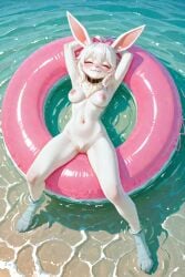 1girls ai_generated albino anthro_female canid dog_girl eevee female generation_1_pokemon original_character pink_eyes pokemon pokemon_(species) scorpianpp self_upload snow_(scorpianpp) stable_diffusion white_fur white_hair