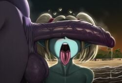 beerus dragon_ball anthro interspecies 1girls 1boy panzy_(dragon_ball_daima) ai_generated tagme 2026 bigtub7775 cant_see_the_haters open_mouth tounge_out