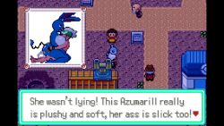 pokemon pokemon_rse pokemon_anthro_emerald wally_(pokemon) anthroemerald dickgirl futanari pixel_art sprite 1boy 1futa mod cum male_on_futa azumarill night ahe_gao ahegao big_breasts cowgirl_position face_between_breasts grabbing_ass huge_ass pokephilia closed_eyes