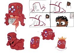 look_outside anonymous_artist audrey_(look_outside) sam_(look_outside) 1boy 1girls male female monster animate_inanimate flesh_creature machine mechanical female_monster male_human human tongue_out