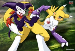 all_fours bandai_namco bbmbbf big_breasts big_butt blush blushing breasts cum cum_in_pussy cum_inside digihentai digimon digimon_(species) digimon_tamers doggy_position female female_fox fox grabbing grabbing_from_behind grabbing_tail imp impmon male nipples palcomix palcomix_vip palcomixvip.com renamon vixen