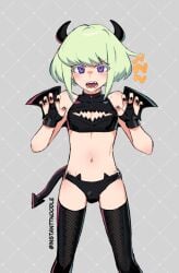 bat_wings bob_cut crossdressing devil_horns femboy instanttnoodle lio_fotia male petite promare short_hair stockings succubus_costume twink 1boy solo femboy_only lingerie costume succubus_horns succubus_tail demon_horns painted_nails black_nails slim_waist slim slim_male petite_body petite_male black_legwear thighhighs bulge midriff pov panties black_panties thin_waist