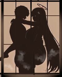 ai_generated animated big_ass big_breasts big_cock big_penis blue_archive carrying carrying_another carrying_partner carrying_person carrying_position edit large_ass large_breasts large_cock large_penis rio_(blue_archive) sensei_(blue_archive) silhouette silhouette_sex silhouetted_body silhouetted_penis sound spyman001_artist stand_and_carry_position standing standing_sex video