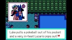 pokemon pokemon_rse pokemon_anthro_emerald wally_(pokemon) anthroemerald pixel_art sprite 1boy mod cum male/female 1girl anthro anthro_on_human canine_pussy cum_in_pussy holding_leg ovum paws pokephilia sperm_cell sex vaginal_penetration standing_sex night