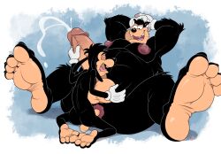 4_toes age_difference anal anal_orgasm anal_penetration anthro anti_dev anus anvil_position balls belly big_belly big_feet big_nipples big_penis black_body black_fur black_nose blue_background bodily_fluids border butt canid canine canis clothing colored cum cumshot digital_drawing_(artwork) digital_media_(artwork) disney domestic_cat domestic_dog duo ejaculation eyes_closed fat_grab feet felid feline felis from_front_position fur genital_fluids genitals gloves gloves_only goof_troop hands-free hands_behind_head handwear handwear_only head_tuft hi_res huge_feet huge_penis humanoid_feet humanoid_genitalia humanoid_penis kneeling larger_penetrated larger_sub legs_up long_ears looking_pleasured male male/male male_penetrated male_penetrating male_penetrating_male mammal mature_male max_goof mostly_nude muscular muscular_arms naughty_face nipples older_penetrated open_mouth orgasm overweight overweight_male penetration penile penile_penetration penis penis_grab penis_in_ass peter_pete_sr. plantigrade purple_anus purple_nipples reclining sex simple_background size_difference small_top_big_bottom soles spread_legs spreading submissive tan_body tan_face tan_penis tan_skin tan_soles toes tuft white_border white_clothing white_gloves white_handwear