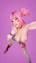 fortnite esme_(fortnite) pink_hair tongue tongue_out boobs tits tits_out image 3d kerunyaa stockings choker chocker