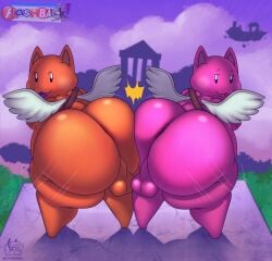 2026 absurd_res angel anthro anthro_on_anthro artist_name ass_to_ass balls big_butt bottom_heavy butt closed_smile colored digital_drawing_(artwork) digital_media_(artwork) domestic_cat duo english_text feathered_wings feathers felid feline felis floating_island fur genitals glistening glistening_balls glistening_body glistening_butt glistening_eyes glistening_genitalia glistening_legs glistening_perineum glistening_skin glistening_thighs grass heart_symbol hi_res huge_butt huge_thighs hyper hyper_butt iloveborgar light lighting looking_at_viewer looking_back looking_back_at_viewer male male/male mammal mouth_closed nitrome nude open_mouth open_smile orange_balls orange_body orange_ears orange_perineum orange_skin outside perineum pink_balls pink_body pink_ears pink_inner_ear pink_perineum pink_skin plant rear_view sash shaded signature sky smile stone_floor text thick_thighs twin_shot wide_hips wings