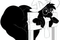anthro ass big_ass bovid caprine darkner deltarune fat_ass femboy glasses goat hat huge_ass male mammal naked nude_male omega80473 ralsei ralsei_with_black_fur scarf solo stocks stuck tail undertale_(series) witch_hat
