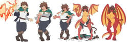 2019 absurd_res anthro ashwolves5 big_breasts biped breast_growth breasts brown_hair claws clothing dragon female footwear gender_transformation genitals hair hi_res horn human human_to_anthro humanoid kono_subarashii_sekai_ni_shukufuku_wo! looking_at_viewer magic male mammal mtf_transformation navel nipples nude pigeon_toed pussy ring satou_kazuma scalie sequence shoes simple_background solo species_transformation standing torn_clothing transformation white_background wide_hips wings