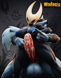 2026 3d_(artwork) absurd_res after_sex anthro anthrofied areola arm_wrapping arm_wraps arthropod balls big_balls big_breasts big_penis black_body blue_nipples bodily_fluids breast_milking breasts canid canine canis claws crossover cum cum_on_penis death_(puss_in_boots) digital_media_(artwork) dreamworks duo erection facial_markings female fingers fluffy fluffy_tail fur genital_fluids genitals gesture grey_body grey_fur half-closed_eyes hand_gesture head_markings hi_res holding_another holding_breast holding_partner hollow_knight_(franchise) hornet hornet_(hollow_knight) humanoid_genitalia humanoid_penis hymenopteran insect lactating logo long_penis male male/female mammal markings mask_(marking) muscular muscular_anthro muscular_female muscular_male muscular_thighs narrowed_eyes nipples nude on_penis penis penis_between_thighs pointing pointy_ears puss_in_boots_(franchise) red_eyes sex smile smirk smug standing symbol tail team_cherry thick_thighs valorlynz valorlynz_(modeler) vein veiny_balls veiny_penis vespid wadoqip wasp watermark wolf wrapped_arms wraps wristband