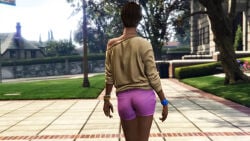 1girls 3d 3dcg ass ass_cleavage ass_focus back_view back_view_female belt belted_shorts bracelets brown-haired_female clothed_female female female_only femsub game_cg game_mod grand_theft_auto grand_theft_auto_online grand_theft_auto_v highres jhabicht91 leaning_to_the_side mature_female nameless_character necklace pink_shorts rockstar_games short-haired_female shorts source_request unnamed_character