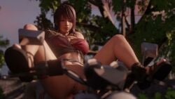 1boy 1girls 3d 3d_animation anal anal_sex animated azusa_(doa) bicycle blurry_background brown_eyes dead_or_alive lazyprocrastinator long_hair no_sound outdoors partly_clothed purple_hair pussy straight tagme video