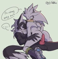 animal_genitalia animal_penis anthro anus ass balls blush bodily_fluids canine_genitalia canine_penis duo genitals hi_res infinite_(sonic) infinite_the_jackal knot looking_back male male/male penis sega silver_the_hedgehog sonic_(series) sonic_forces sonic_the_hedgehog_(series) sweat uglyskeleton