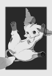 1girls absurd_res anus asakai bodily_fluids canine eeveelution feet female feral flat_chest fur furry greyscale half-closed_eyes hi_res hybrid leaf leafeon looking_at_viewer monochrome nintendo open_mouth pawpads paws plant pokemon pokemon_(species) pokemon_dppt pussy solo spread_pussy spreading tail tears tentacle thick_thighs video_games wide_hips