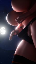 1boy 1girls 3d 3d_(artwork) anon anonymous_male coolsoda3d falling female full_moon giantess hotel_transylvania light-skinned_female light_skin male mavis_dracula monster monster_girl moon topless topless_female vampire vampire_girl