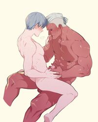 2boys abs anal anal_sex ashe_ubert blue_hair dark-skinned_male dark_skin dedue_molinaro duo erect_while_penetrated fire_emblem fire_emblem:_three_houses freckles gay handjob human human_only interracial kukumomo larger_male light-skinned_male light_skin male male_only male_penetrated mature mature_male muscular muscular_male naked nipples nude pecs penis sex six_pack smaller_male yaoi