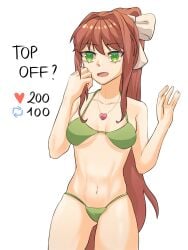 allybun69 breasts doki_doki_literature_club female female_only green_eyes monika_(doki_doki_literature_club) pointy_chin solo tagme white_bow