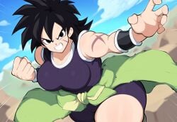 1girl 1girls 2d 2d_(artwork) ai_generated alien alien_girl angry angry_expression angry_face animegirl big_breasts big_thighs black_eyes black_hair black_hair_female breasts broly broly_(dragon_ball_super) dragon_ball dragon_ball_super female female_broly female_saiyan genderswap_(mtf) large_breasts mullon muscular muscular_female rule_63 saiyan scars short_black_hair short_hair solo solo_female thick_thighs