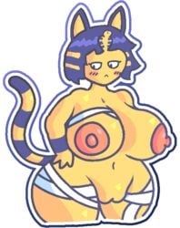 1girls alpha_channel alternate_breast_size animal_crossing ankha anthro bandages big_breasts big_ears blue_hair breasts chubby egyptian feline female furry hair half-closed_eyes hand_on_hip huge_ass huge_breasts looking_away mammal nintendo pussy short_hair simple_background source_request striped_tail stripes tail thewhitelight thick_thighs wide_hips wraps yellow_fur