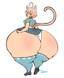 1girls ass_bigger_than_head ass_bigger_than_torso hyper_ass hyper_thighs jojobee looking_at_viewer looking_back massive_ass solo_female tagme thick_thighs