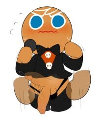 2025 2boys anthro balls ballsack blue_eyes blush blush_lines bow bowtie cock cookie cookie_run cookie_run:_tower_of_adventures cookie_run_kingdom cookie_run_ovenbreak duo duo_male floppy_cock gingerbrave humanoid_genitalia humanoid_penis kuwoesque male male/male male_only no_humans non-human non-human_only penis pulling_down_pants tagme tuxedo white_hair