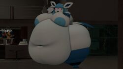 bbw big_breasts breasts cleavage eeveelution female furry glaceon huge_breasts nipples overweight pokemon pokemon_(species) queenofthekabuto thick_thighs wide