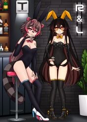 2girls bunny_costume bunny_ears bunny_girl latam_virtual_youtuber lin_kaimane raccoon_ears raccoon_girl raccoon_tail racoon_ears racoon_girl racoon_tail rakkun things tony_x_play tonyxplay virtual_youtuber vtuber vtuberfanart