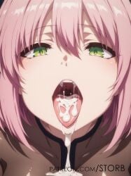 after_blowjob ai_generated cum_in_mouth female_focus female_only kaifuku_jutsushi_no_yarinaoshi mouth_full_of_cum norn_clatalissa_jioral open_mouth pixiv redo_of_healer stelline_orb