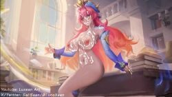 ahe_gao big_breasts cum_on_body cum_on_breasts cum_on_face odette_(mobile_legends)