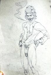 beard dilf gaucho_enjoyer gay hair hairy hairy_arms hairy_chest hairy_legs hairy_male male male_only mature mature_male moustache muscular muscular_male nude nude_male original original_character penis solo traditional_media_(artwork) yaoi