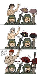 3girls abs adepta_sororitas adeptus_astartes astra_militarum black_carapace blood_ravens bra bunnyinashirt comic commissar dawn_of_war female_space_marine genderbend genderswap guardsman_(warhammer_40k) guardswoman_(warhammer_40k) humor imperial_guard imperium_of_man multiple_girls muscular_female rule_63 scar sister_of_battle space_marine warhammer_(franchise) warhammer_40k