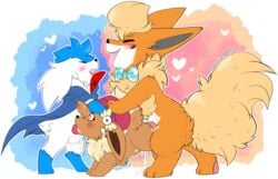 ! 1girls 2boys ? absurd_res alternate_color anatomically_correct anatomically_correct_genitalia animal_genitalia animal_penis blush bodily_fluids bow_tie brown_body brown_fur canine_penis cape clothing conditional_dnp cum cum_in_mouth cum_in_pussy cum_inside drooling eevee eeveelution erection fellatio female female_penetrated feral feral_on_feral feral_penetrated flareon forced forced_oral fur furry furry_only genital_fluids group group_sex hand_on_head hat headgear headwear heart heart-shaped_pupils hi_res inflation iroxykun knot legendary_pokemon male male_penetrating male_penetrating_female mammal naked nintendo nude open_mouth oral oral_penetration original_character penetration penile penis pokémon_(species) pokemon pokemon_(species) precum saliva sex shaymin sky_forme_shaymin smile spitroast tail threesome tongue tongue_out vaginal_penetration video_games