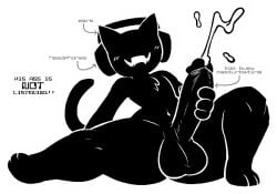 deadsector femboy furry hyper_balls hyper_thighs male masturbating masturbation monstercat self_upload solo text transparent_background