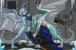 dragon dungeon fellatio feral genitals group group_sex hi_res icewing_(wof) khaden3 male male/male mythological_creature mythological_scalie mythology oral penile penis scalie seawing_(wof) sex spitroast threesome trio wings_of_fire