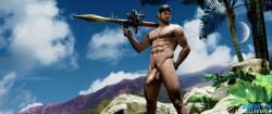 backwards_baseball_cap big_dick big_dick_energy capcom chris_redfield daemoncollection light-skinned_male light_skin male male_focus male_only naked naked_male nude nude_male resident_evil rocket_launcher solo solo_focus solo_male solo_male