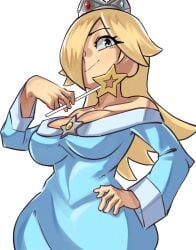 1girls blonde_hair blue_eyes breasts female female_only mario_(series) moxydrawsmore nintendo princess_rosalina solo super_mario_galaxy