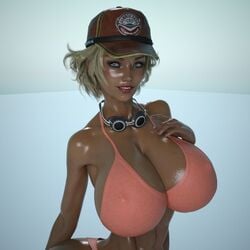 bikini bimbo blonde_hair cindy_aurum endlessrain0110 female female_only final_fantasy final_fantasy_xv huge_breasts short_hair solo