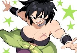 1girl 1girls 2024 2d 2d_(artwork) ai_generated alien alien_girl anime big_breasts black_eyes black_hair black_hair_female broly broly_(dragon_ball_super) cleavage dragon_ball dragon_ball_super female female_broly female_only genderswap_(mtf) large_breasts looking_at_viewer mullon muscles muscular muscular_female purple_pants rule_63 saiyan scar_on_chest short_black_hair smile smiling_at_viewer solo solo_female stars