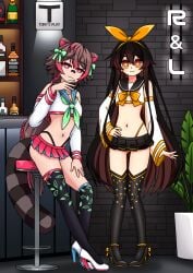 2girls cosplay ecchi latam_virtual_youtuber lin_kaimane raccoon_ears raccoon_girl raccoon_tail racoon_ears racoon_girl racoon_tail rakkun school_uniform schoolgirl schoolgirl_uniform thighs thong tony_x_play tonyxplay virtual_youtuber vtuber vtuberfanart